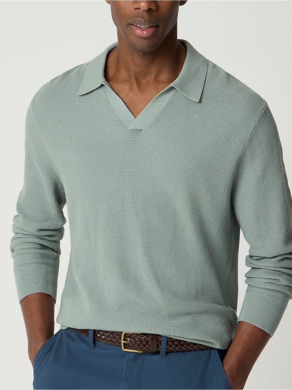 NWT J. Crew Men's Sage Knit Polo Sweater